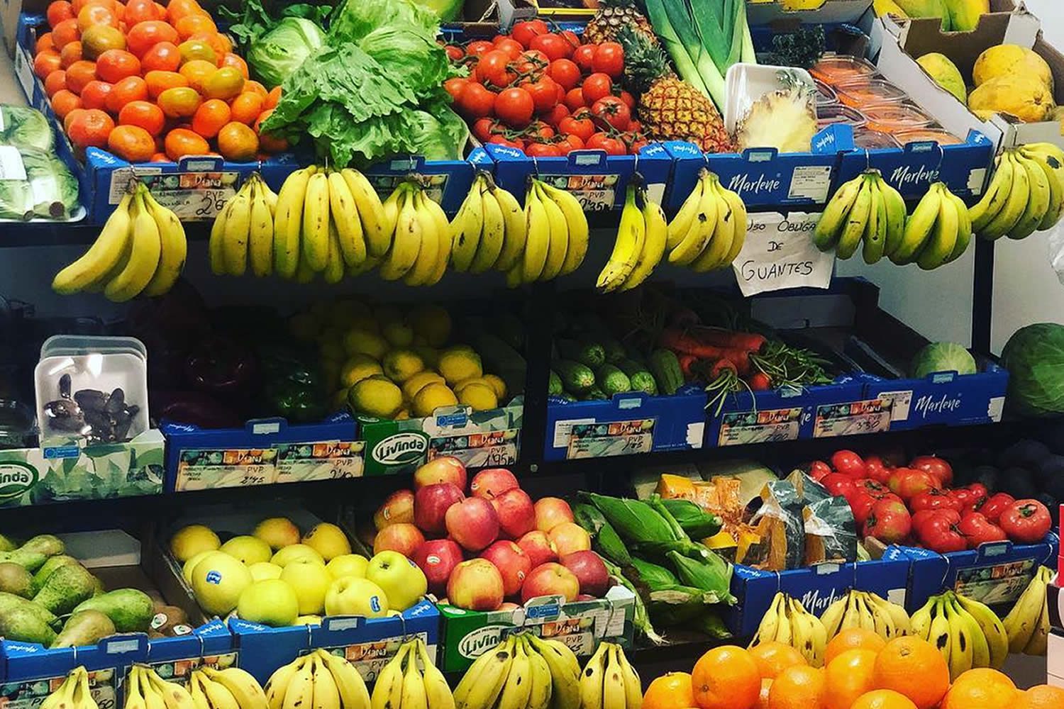 Bazar Frutería La Diana en Agaete, supermarket, fruits, avocado, watermelon, bananas, apples, mango